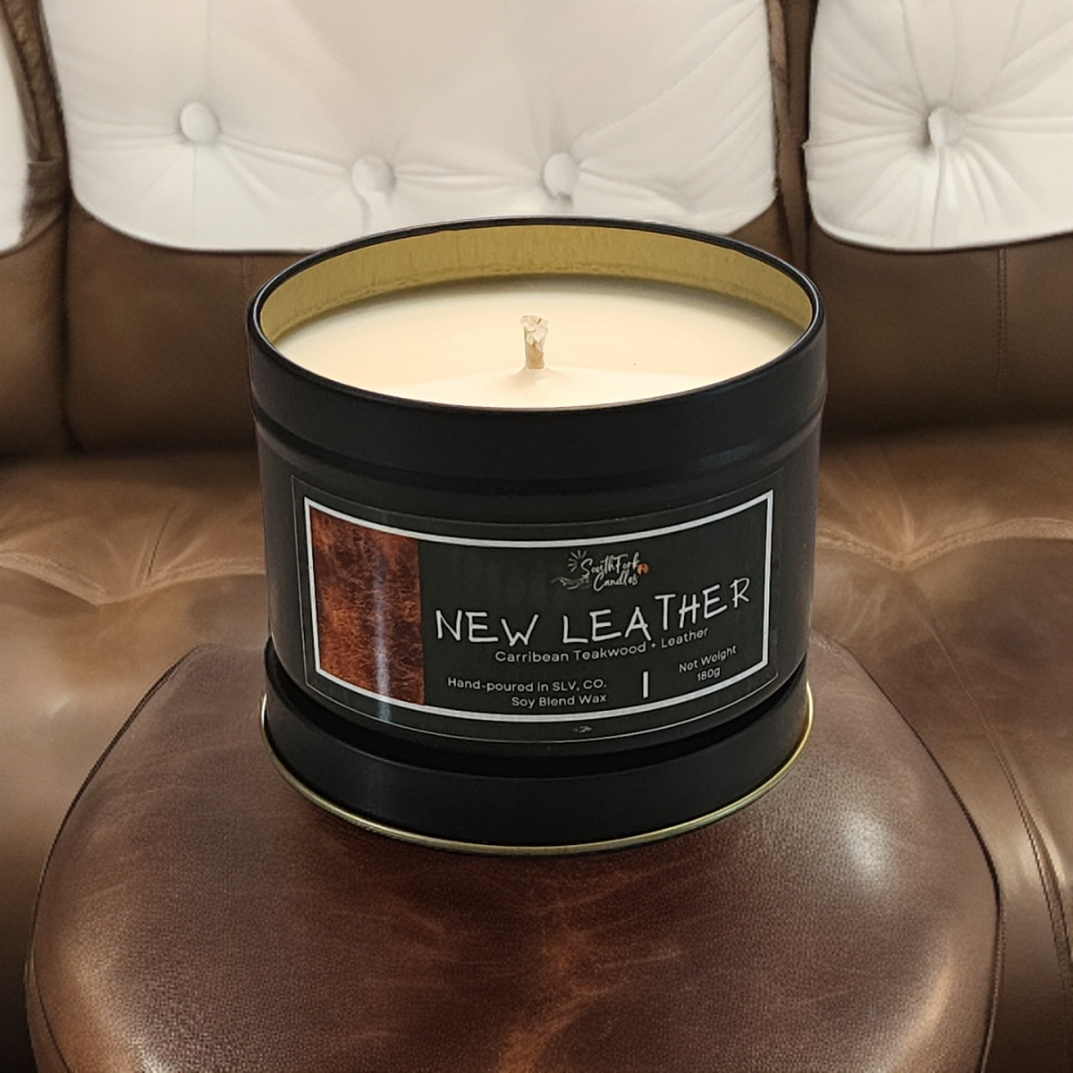 New Leather Scented Candle - 8.5oz Tin